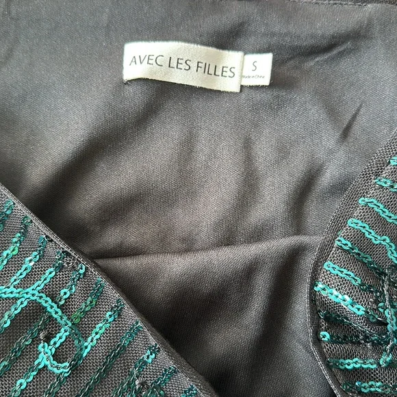 Avec Les Filles Sequins Fringe Size Small Mini Skirt - Picture 10 of 17